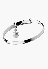 nice petite silver heart charm August birthstone baby bracelet